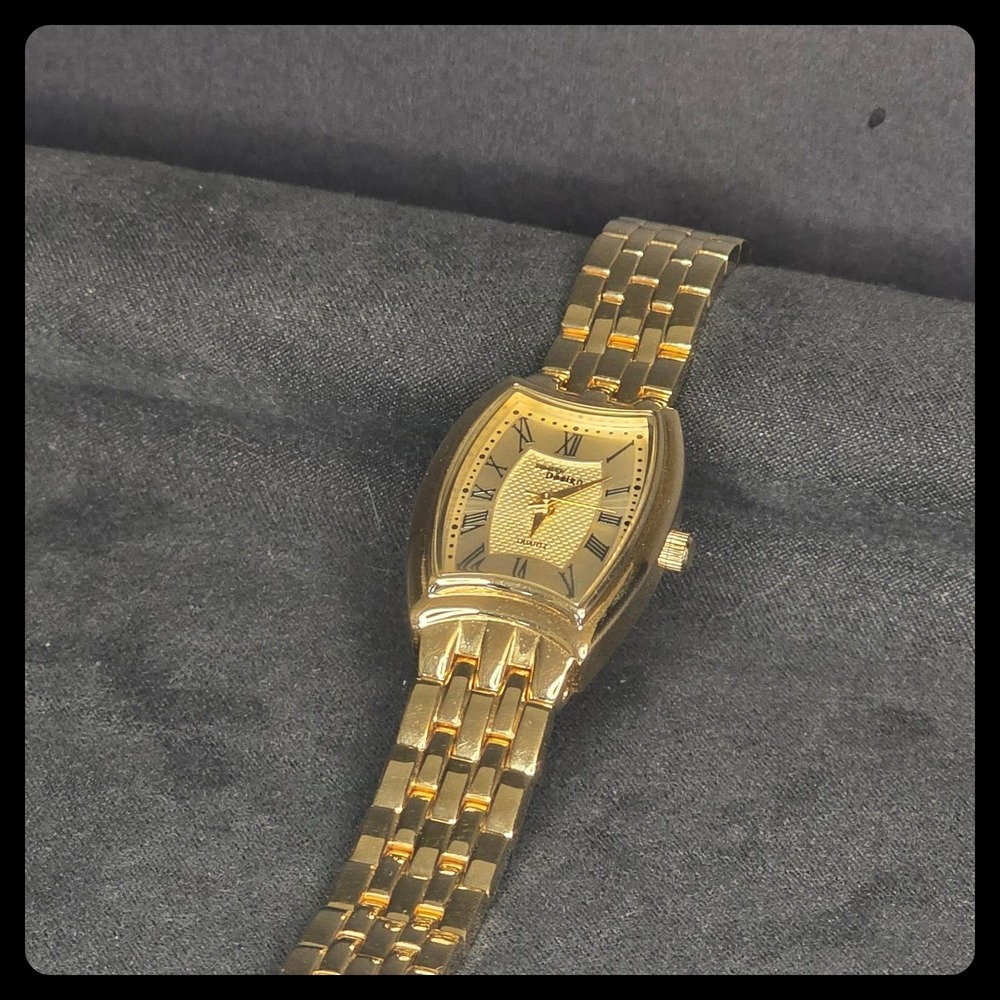 Steel by Design Watch Women Gold Tone Roman Numeral Tonneau Bracelet Dress